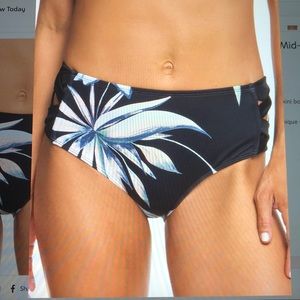 Roxy True Blue Floral hiwaist bikini bottoms small NWT